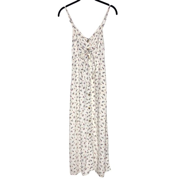 Mimi Chica Dresses & Skirts - Ditsy Floral Maxi Button Down Dress with Peek-A-Boo Cutout Tie Front